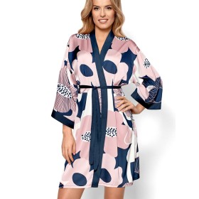Атласный халат кимоно Nipplex BIANCA, Цвет: темно-синий, Размеры: S