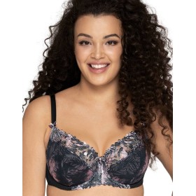 Полумягкий бюстгальтер с цветочной вышивкой Ava PEACE'N'LOVE 1957 PU, Цвет: черный, Размеры: 70G