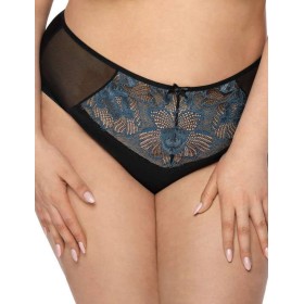 Трусы слипы миди MAT ANGEL F-3329-51 черный с голубым, Цвет: черный, Размеры: M