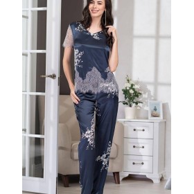Шелковый комплект пижама Mia-Amore 3576 ALEXANDRIA, Цвет: темно-синий, Размеры: M