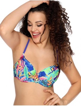 Верх купальника с уплотненной чашкой Ava SK143 U etnic blue, Цвет: флора синий, Размеры: 80D, изображение 3