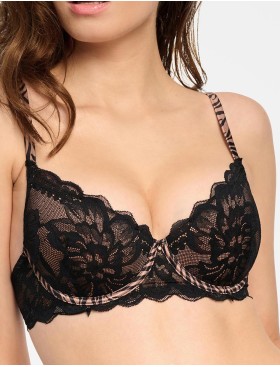 Кружевной бюстгальтер пуш-ап Esotiq 39504 SAFARI черно-бежевый, Цвет: черно-бежевый, Размеры: 85D