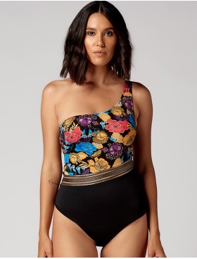 Цельный купальник с ассиметричной бретелью UNICONF CBI95 V1 TREASURES OF AFRICA, Цвет: черный, Размеры: 75B