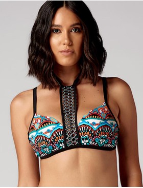 Бюстгальтер пляжный с узором UNICONF CBS152 V1 TRIBAL GODDESS, Цвет: черный, Размеры: M