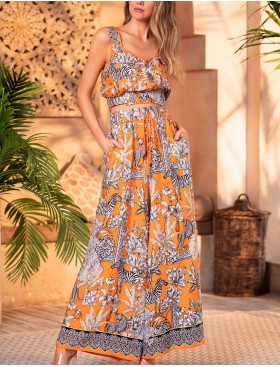 Летний топ с брюками Mia-Amore MADAGASCAR 1796, Цвет: оранжевый, Размеры: XL