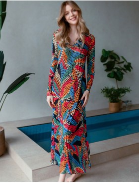 Длинное летнее платье Mia-Mia BARBARA 19265, Цвет: мультиколор, Размеры: S