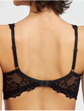 Бюстгальтер балконет с флок напылением Simona M 608 бархат черный/ серебристый пион, Цвет: бархат черный/пион, Размеры: 70F, изображение 2
