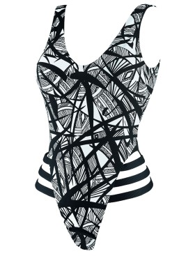 Черно-белый слитный купальник UNICONF CBI210 V1 GRAPHICAL MOOD, Цвет: черно-белый, Размеры: S, изображение 3