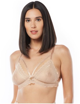 Кружевной бюстгальтер бралетт UNICONF SM27 бежевый, Цвет: бежевый, Размеры: 70B