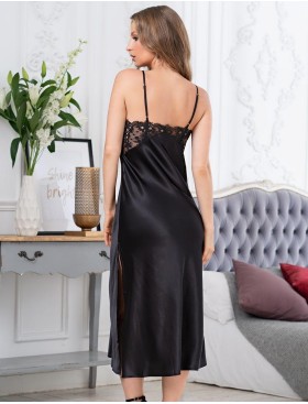 Шелковая длинная сорочка Mia-Amore EDITA 3678 черный, Цвет: черный, Размеры: M, изображение 2