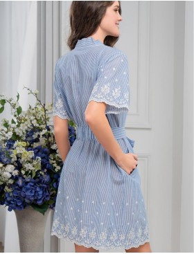 Короткий хлопковый халат Mia-Amore NIZZA 6713, Цвет: голубой, Размеры: XS, изображение 2