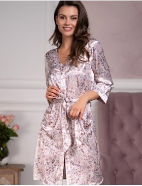 Короткий шелковый халат Mia-Amore VLADLENA 3597, Цвет: жемчужный, Размеры: 2XL, изображение 4