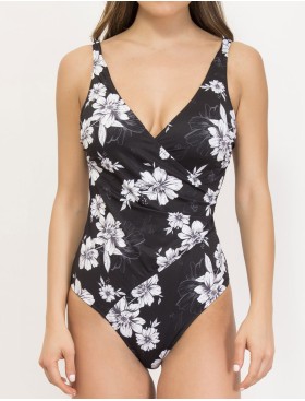 Слитный купальник цветы Sielei FL50 nero, Цвет: nero (черный), Размеры: 75C