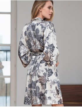 Шелковый халат-кимоно Mia-Amore LETUAL 3433 молочный, Цвет: молочный, Размеры: S/M, изображение 2