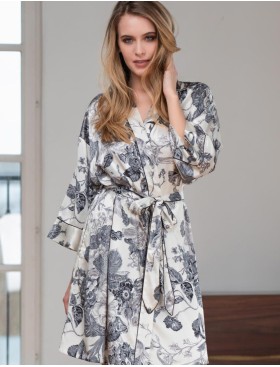 Шелковый халат-кимоно Mia-Amore LETUAL 3433 молочный, Цвет: молочный, Размеры: S/M, изображение 3