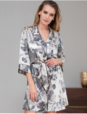 Шелковая ночная рубашка-халат Mia-Amore LETUAL 3437 молочный, Цвет: молочный, Размеры: L