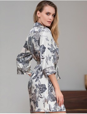 Шелковая ночная рубашка-халат Mia-Amore LETUAL 3437 молочный, Цвет: молочный, Размеры: L, изображение 2