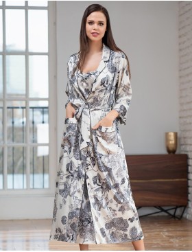 Длинный халат на пуговицах Mia-Amore LETUAL 3439 молочный, Цвет: молочный, Размеры: M, изображение 3