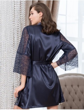 Атласный халат Mia-Amore MISTY 7263 черника, Цвет: черника, Размеры: 2XL/3XL, изображение 2