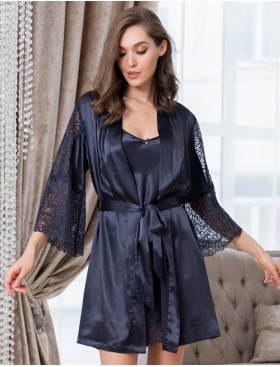 Атласный халат Mia-Amore MISTY 7263 черника, Цвет: черника, Размеры: 2XL/3XL, изображение 3
