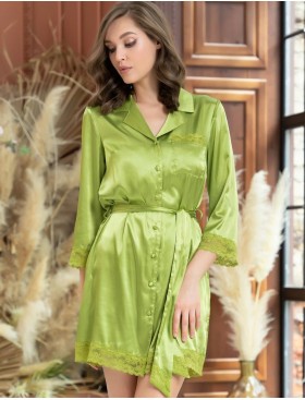 Халат-рубашка на пуговицах атлас Mia-Amore VALENTINO 7247 мохито, Цвет: мохито, Размеры: S, изображение 3
