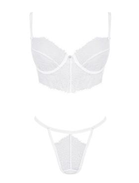 Белый кружевной комплект Obsessive BIANELLE SET, Цвет: белый, Размеры: L/XL, изображение 4
