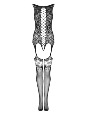 Бодистокинг с цветочным узором Obsessive F 236, Цвет: черный, Размеры: S/M/L, изображение 5