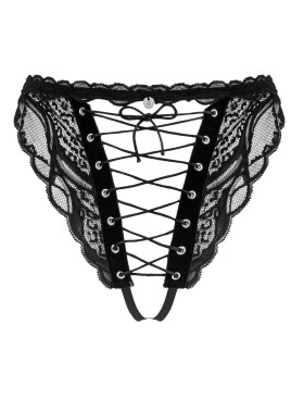 Трусики стринги с доступом Obsessive SEDILA THONG, Цвет: черный, Размеры: S/M, изображение 4