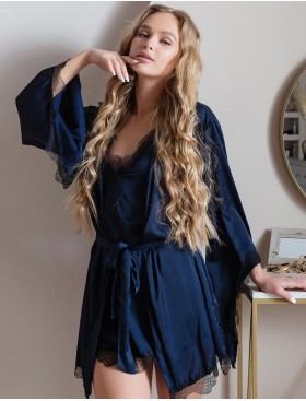 Темно-синий халат с рукавами 5senses 7206, Цвет: темно-синий, Размеры: XS/S