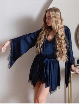 Темно-синий халат с рукавами 5senses 7206, Цвет: темно-синий, Размеры: XS/S, изображение 3