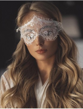 Кружевная маска с наручниками 5senses 7219 белый, Цвет: белый, Размеры: UN, изображение 2