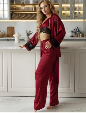 Домашний брючный комплект 5senses 7234 бордовый, Цвет: бордовый, Размеры: XS/S, изображение 2