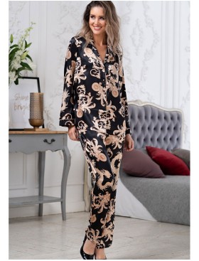 Атласный комплект-двойка Mia-Amore VERSACHI GOLD 9926, Цвет: версаче, Размеры: 2XL, изображение 3