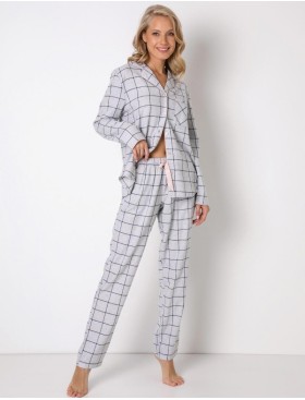 Фланелевая пижама с брюками Aruelle PAULA, Цвет: светло-серый/графит, Размеры: XL, изображение 2