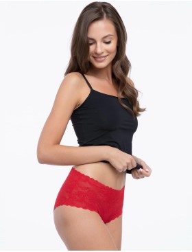Кружевные бесшовные трусы слипы Julimex BELLIE MAXI CZERWONE, Цвет: красный, Размеры: S, изображение 3
