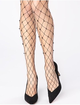 Колготки в крупную сетку Marilyn CHARLY PEARLS чёрный, Цвет: чёрный, Размеры: UN