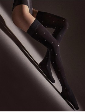 Черные чулки в горошек Marilyn COCO W15 чёрный, Цвет: чёрный, Размеры: 1/2
