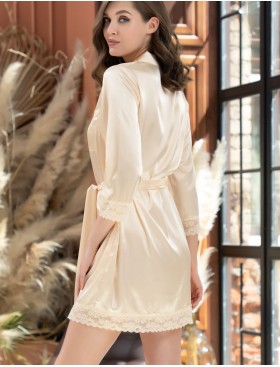 Халат-рубашка на пуговицах атлас Mia-Amore VALENTINO 7247 шампань, Цвет: шампань, Размеры: L, изображение 2