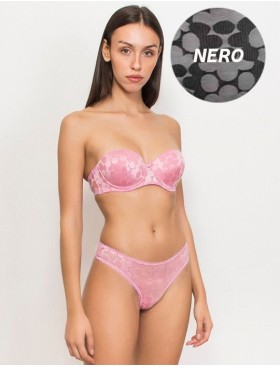 Женский комплект фашия стринги Sielei GLOSSY DAISY 7148+7141 nero, Цвет: nero (черный), Размеры: 70B