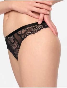 Кружевные трусики стринги Esotiq SARAY 39548, Цвет: черный с бежевым, Размеры: S