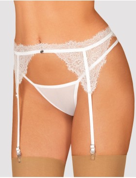 Кружевной пояс для чулок Obsessive BIANELLE GARTER BELT, Цвет: белый, Размеры: S/M