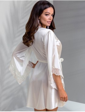 Атласный пеньюар CASMIR INOE PEIGNOIR, Цвет: экрю, Размеры: S/M, изображение 2