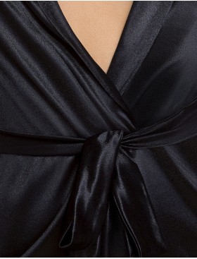 Черный атласный пеньюар CASMIR SYBILLA PEIGNOIR, Цвет: черный, Размеры: S/M, изображение 3