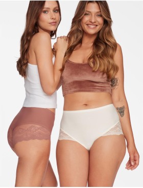 Набор высоких трусов Esotiq PANSY 40301 (2 шт) пыльная роза+белый, Цвет: пыльная роза+белый, Размеры: S