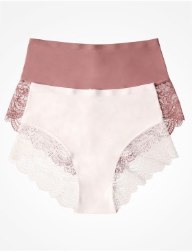 Набор высоких трусов Esotiq PANSY 40301 (2 шт) пыльная роза+белый, Цвет: пыльная роза+белый, Размеры: S, изображение 3