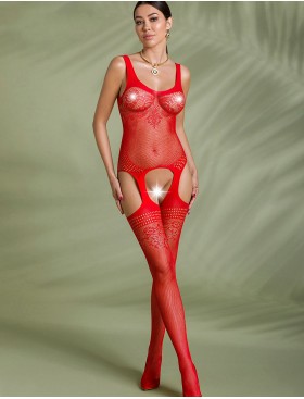 Эротический комбинезон сетка Passion ECO BS 008 red, Цвет: красный, Размеры: S/M, изображение 2