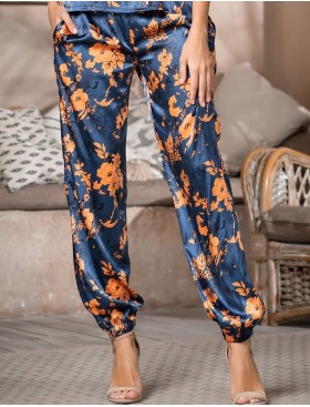 Шелковый комплект с цветочным принтом Mia-Amore QIARA 3825, Цвет: синий, Размеры: M, изображение 5