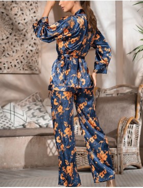 Шелковая пижама тройка Mia-Amore QIARA 3826, Цвет: синий, Размеры: 3XL, изображение 2