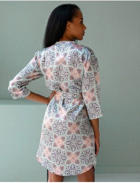 Короткий шелковый халат Mia-Mia ESMERALDA 15193, Цвет: мультиколор, Размеры: XS, изображение 2