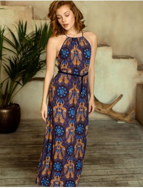 Длинное домашнее платье Mia-Mia GERA 16460, Цвет: темно-синий, Размеры: XS